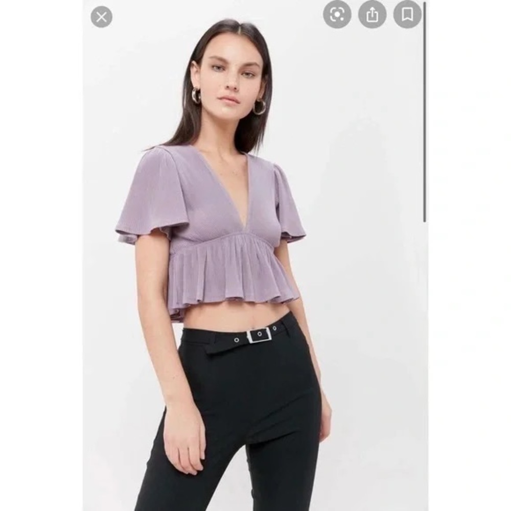 Urban Outfitters Purple Plunge Ribbed Babydoll Top Size S